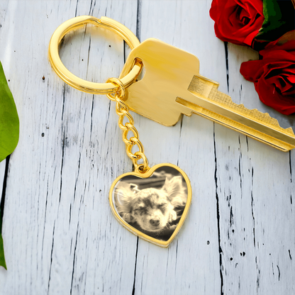 Custom Pet Heart Pendant Keyring