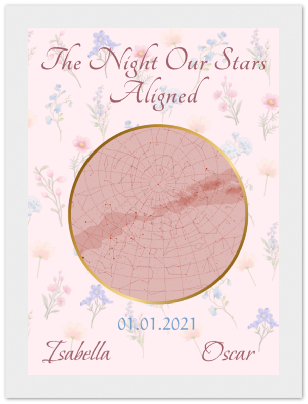 Custom Star Constellation Framed Print- Floral