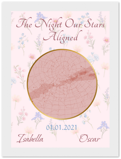 Custom Star Constellation Framed Print- Floral
