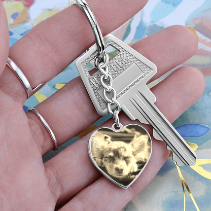 Custom Pet Heart Pendant Keyring