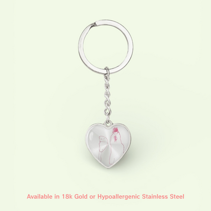 Custom Heart Pendant Keyring- Child’s Artwork
