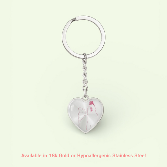 Custom Heart Pendant Keyring- Child’s Artwork