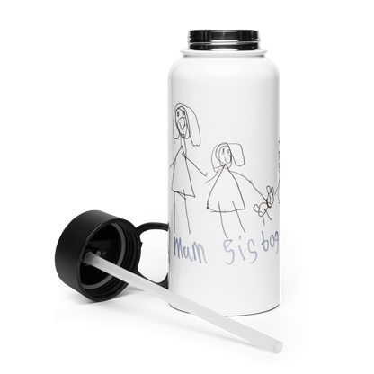 Custom Stainless Steel Water Bottle Straw Lid- Child’s Artwork