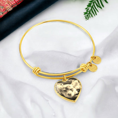 Custom Pet Heart Pendant Adjustable Bracelet