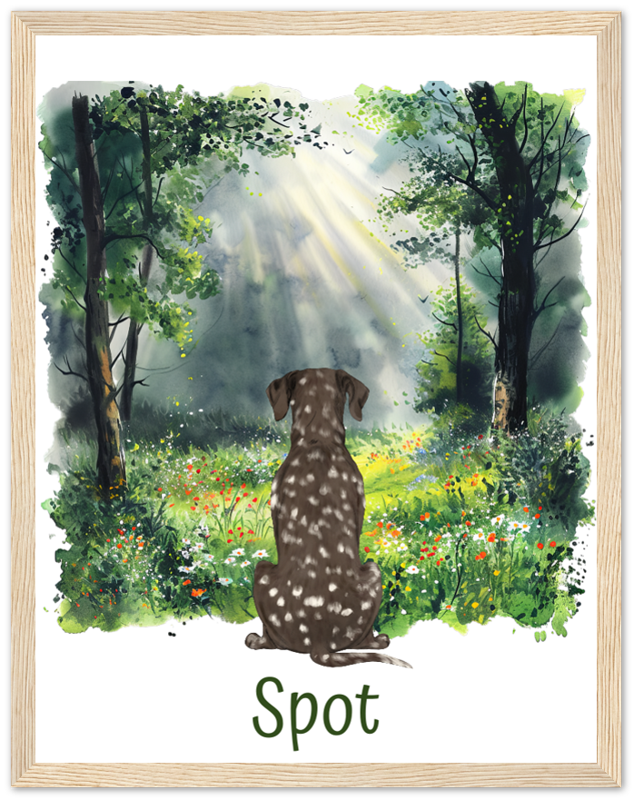 Custom Dog Breed Framed Print- Forest Backgrounds