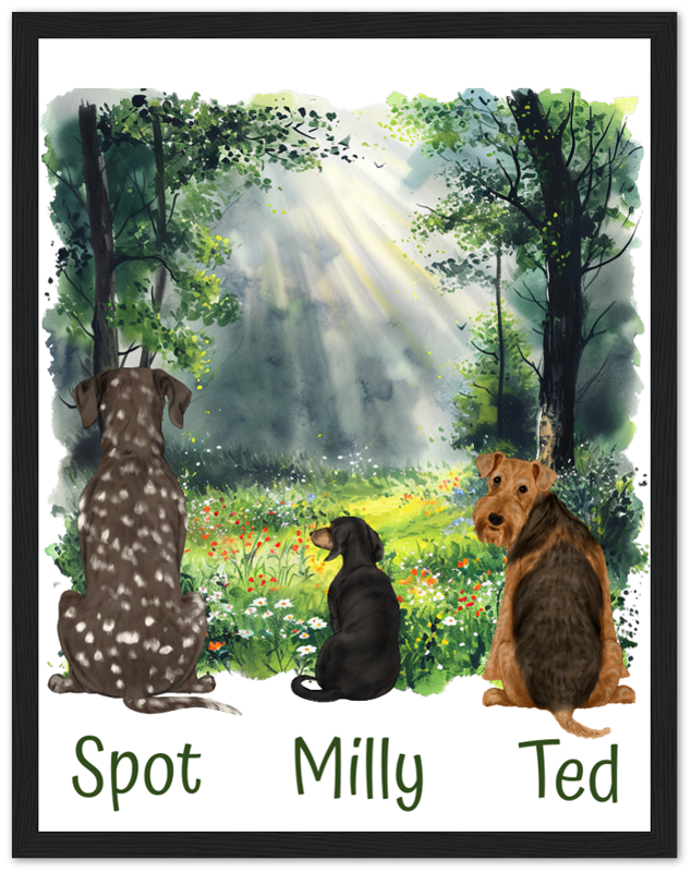 Custom Dog Breed Framed Print- Forest Backgrounds