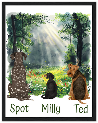 Custom Dog Breed Framed Print- Forest Backgrounds