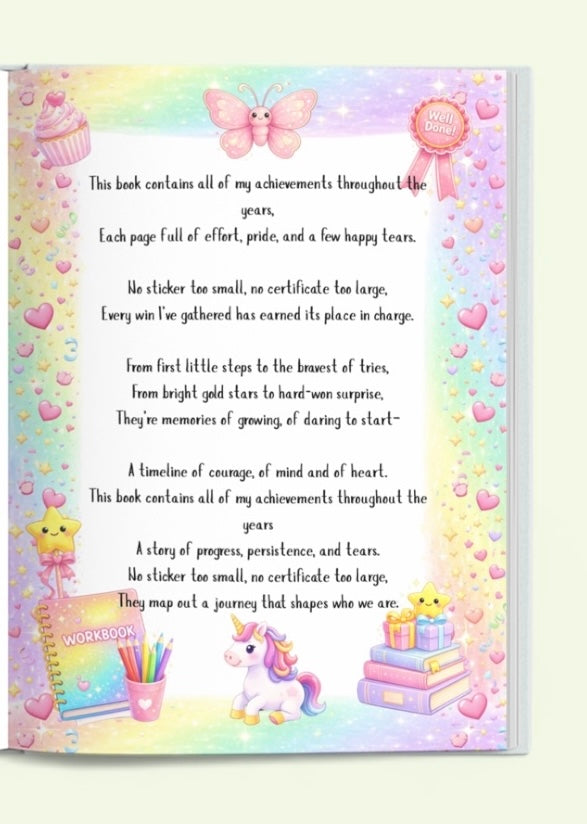 My Achievements Book- Unicorns and Fairies