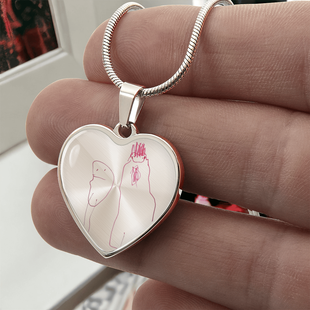 Custom Heart Pendant Necklace-Child’s Artwork