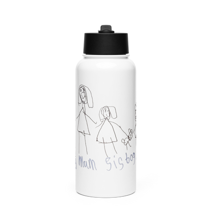 Custom Stainless Steel Water Bottle Straw Lid- Child’s Artwork