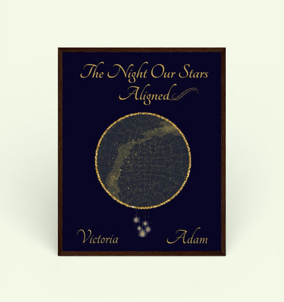 Custom Star Constellation Framed Print- Navy and Gold