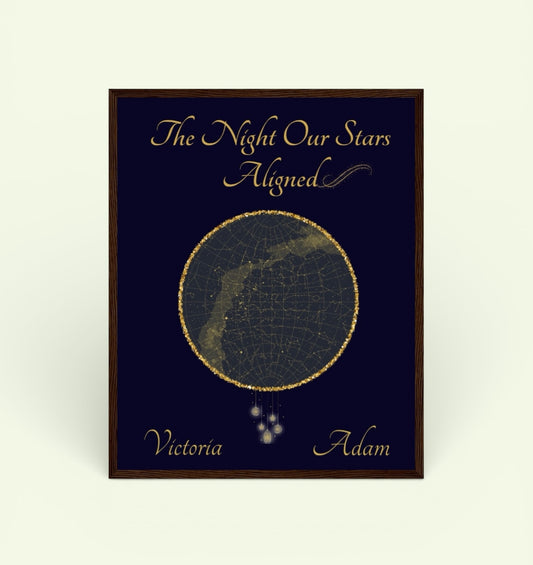 Custom Star Constellation Framed Print- Navy and Gold