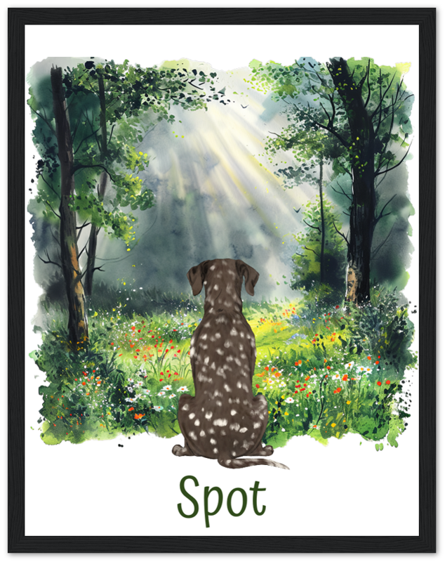 Custom Dog Breed Framed Print- Forest Backgrounds