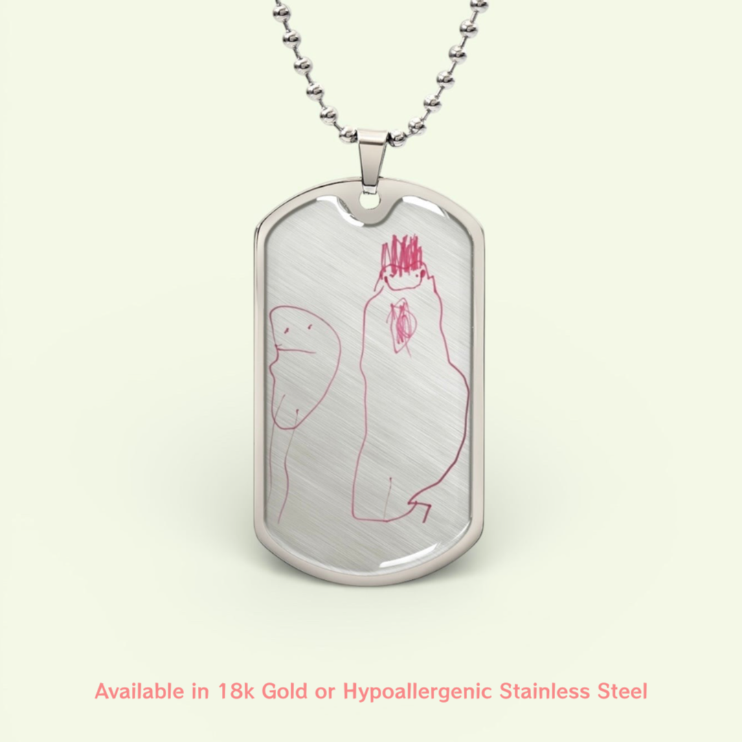 Custom Dog Tag Chain Necklace- Child’s Artwork