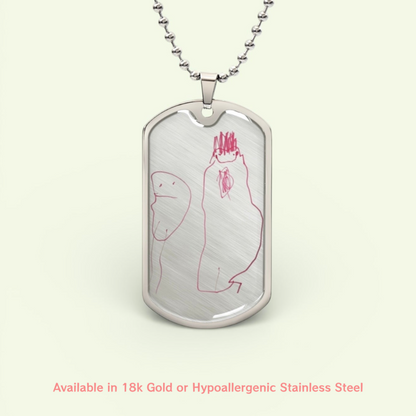 Custom Dog Tag Chain Necklace- Child’s Artwork