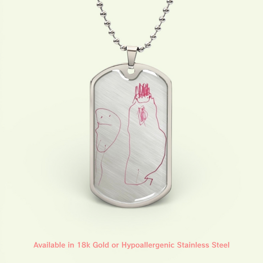 Custom Dog Tag Chain Necklace- Child’s Artwork