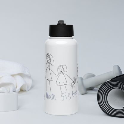 Custom Stainless Steel Water Bottle Straw Lid- Child’s Artwork