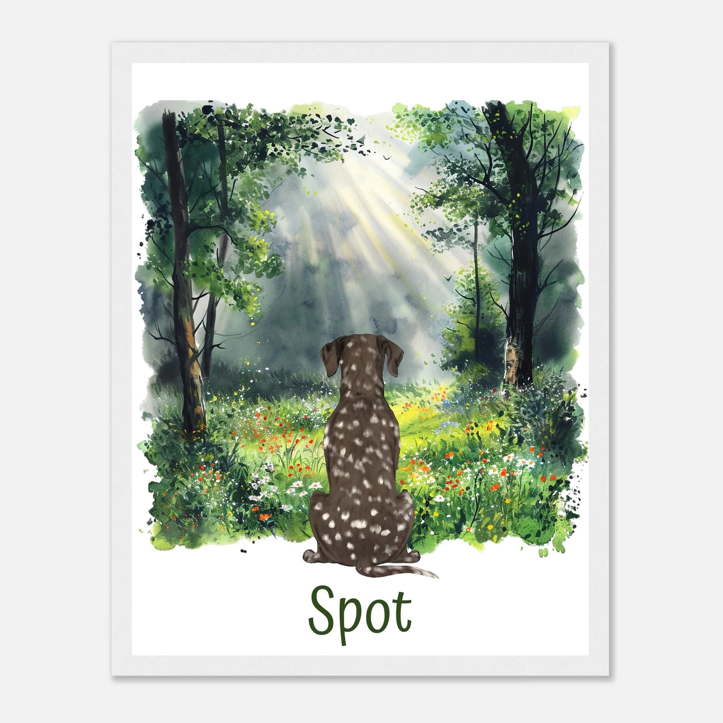 Custom Dog Breed Framed Print- Forest Backgrounds