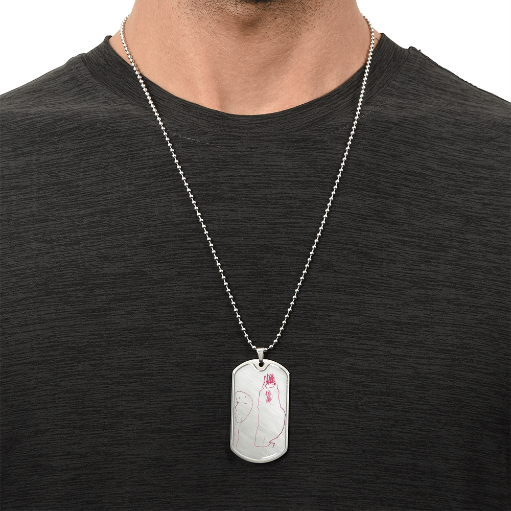 Custom Dog Tag Chain Necklace- Child’s Artwork