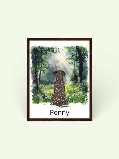 Custom Dog Breed Framed Print- Forest Backgrounds