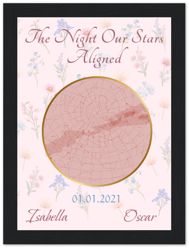 Custom Star Constellation Framed Print- Floral