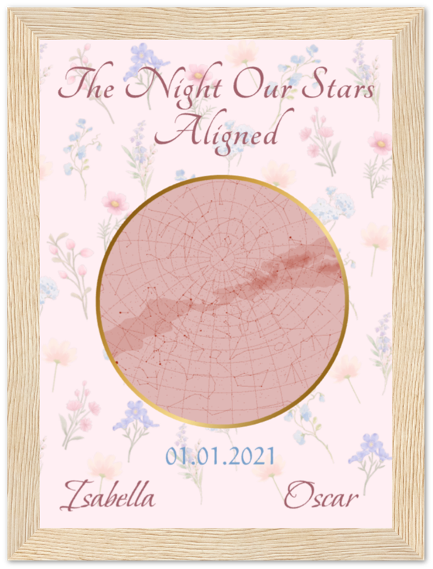 Custom Star Constellation Framed Print- Floral