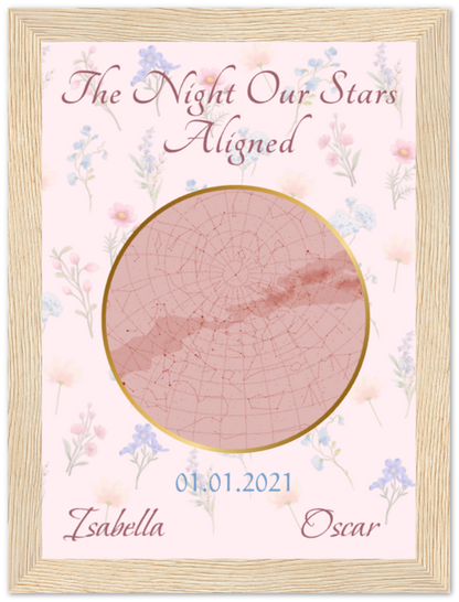 Custom Star Constellation Framed Print- Floral