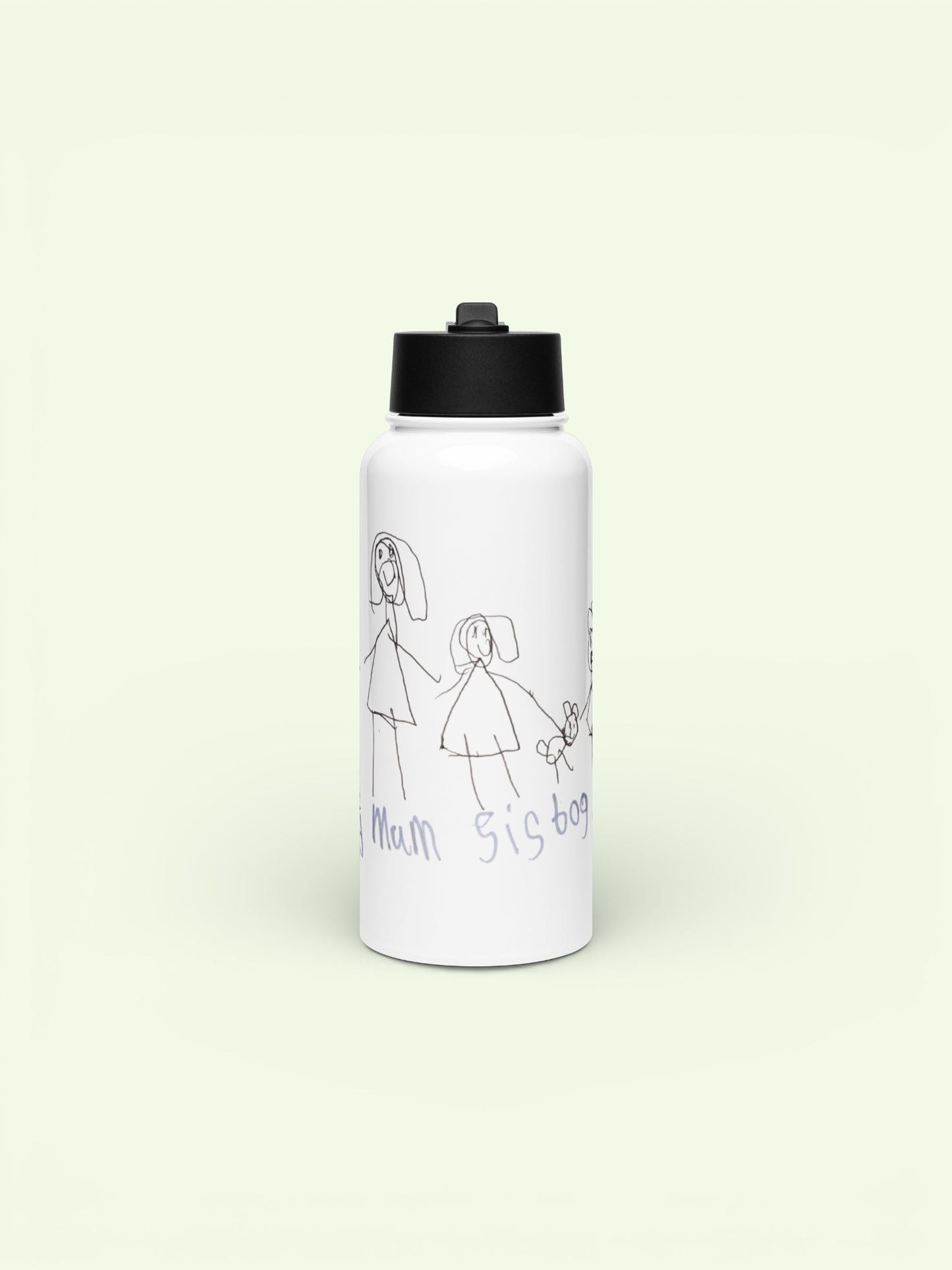 Custom Stainless Steel Water Bottle Straw Lid- Child’s Artwork