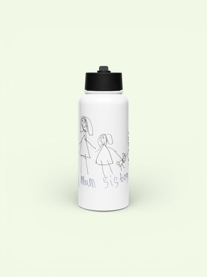 Custom Stainless Steel Water Bottle Straw Lid- Child’s Artwork