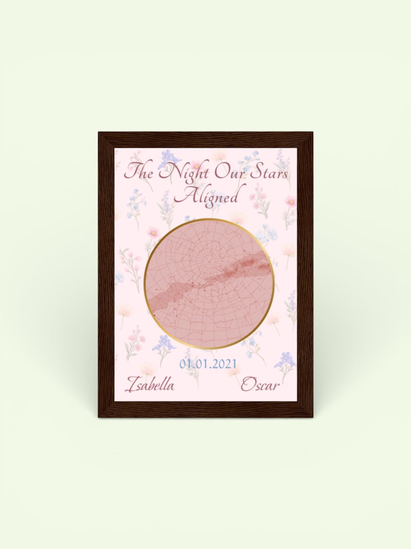 Custom Star Constellation Framed Print- Floral