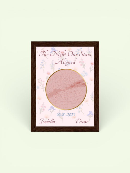 Custom Star Constellation Framed Print- Floral
