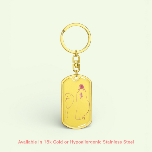 Custom Dog Tag Pendant Keyring- Child’s Artwork