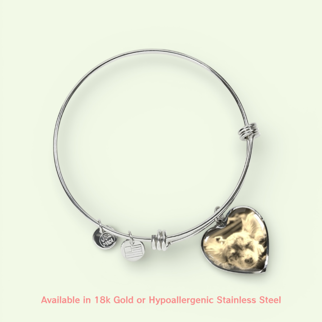Custom Pet Heart Pendant Adjustable Bracelet