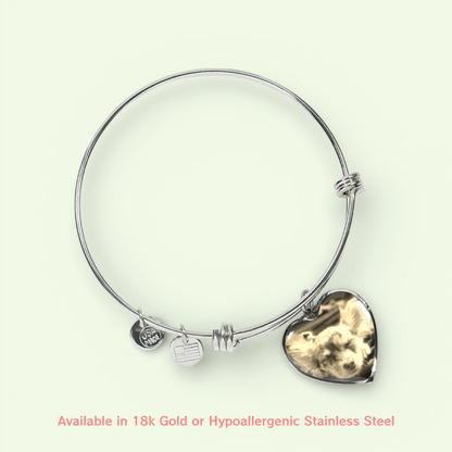 Custom Pet Heart Pendant Adjustable Bracelet